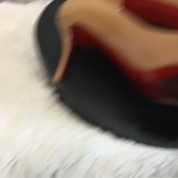 Christian Louboutin Beige Patent Peep-Toe Pumps - Picture 11 of 15